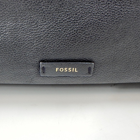 Fossil Julia Tote Black Leather Large Shoulder Bag Carryall Purse Pebbled - Picture 2 of 16